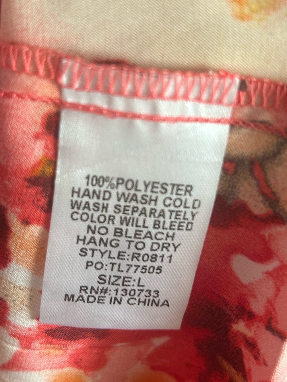 Umgee Floral Button-Front Long Sleeve Blouse Size L NWT Pink Red Multi - Picture 7 of 8